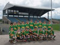 U14 Hurling Team who qualified for the 2010 Ulster Feile Division 3 Final in front of the famous Nally Stand from the old Croke Park, restored to its former glory at Eíre Og GAC, Carrickmore, Tyrone